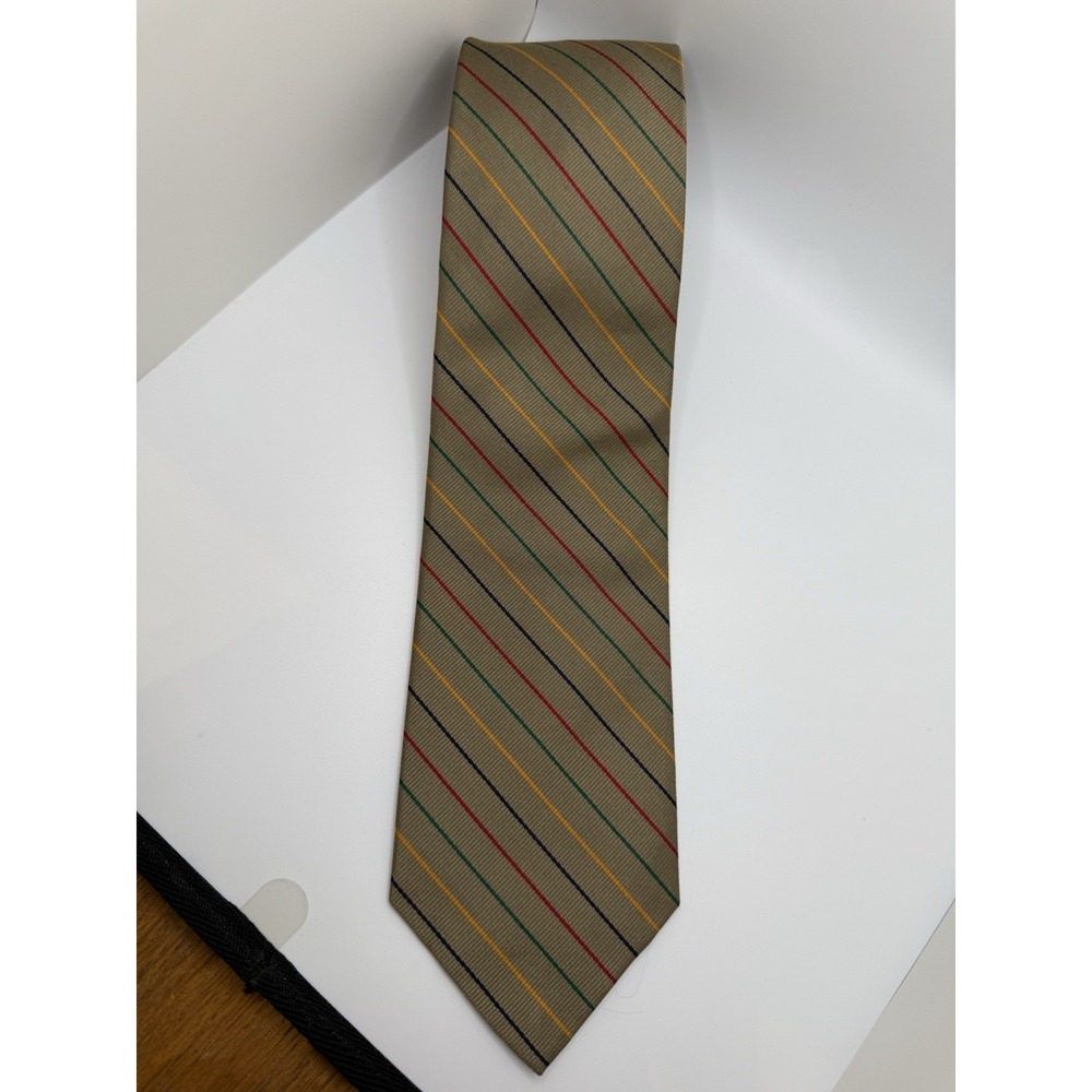 Ferrell‎ Reed Silk Tan Regimental Stripe Hand Made England Classic 3.25" x 57.5"